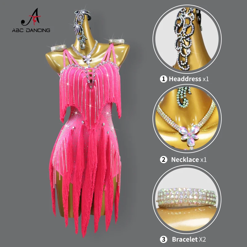 2024 Party Dress For Women Latin Dance Skirt Line Suit Competition Costume Sports Wear Stage Tassel Clothes Ball Girls Prom Tops