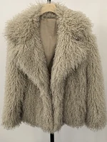 Aynaray 2025 Winter Women Faux Fur Jacket Solid Khaki Long Sleeve Thick Warm Outwear Fluffy Coat For Women 2