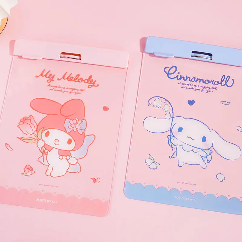 

Kawaii Kuromi My Melody Cinnamoroll Cartoon Acrylic Transparent Plate Clip Anime Sanrio Girly Heart Cute A4 Document Data Pad