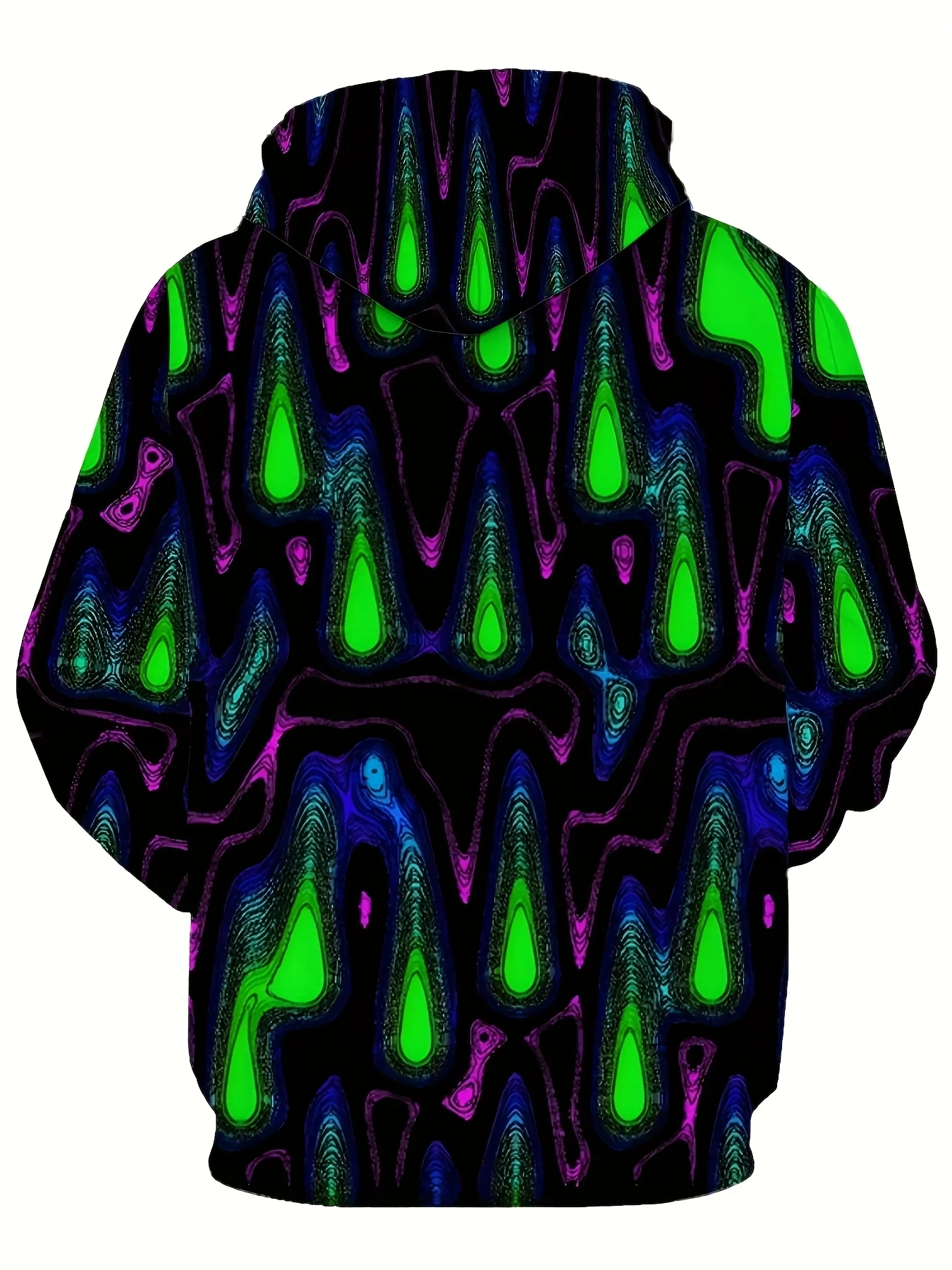 Men Neon Abstract Liquid Gradient 3D All Over Print Hoodie Drawstring Pocket Long Sleeve Casual Street Pullover Sweatshirt