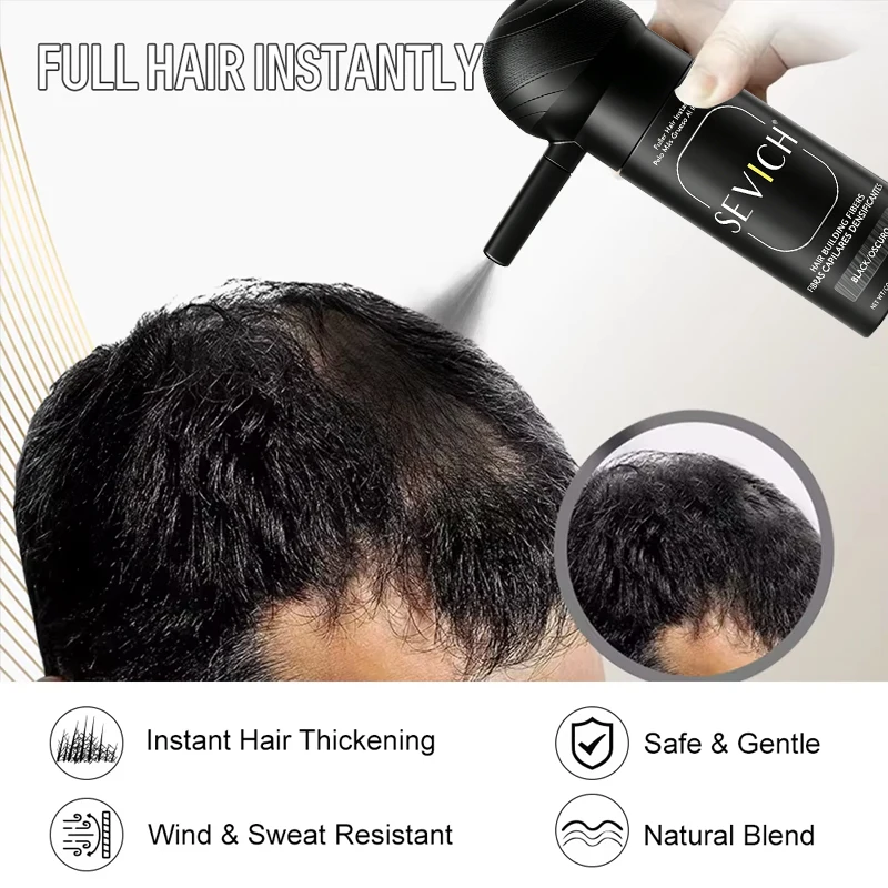 SEVICH Hair Fiber Kit 25g, Unisex, Instantly Adds Volume, Conceals Thinning Areas, and Fills Hairline for a Fuller Look.