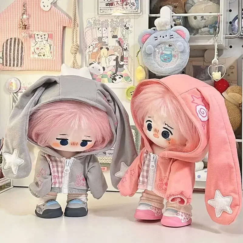 

20cm baby clothes in stock cute and super cute with long ears single point hoodie fashionable cross dressing clothes for doll