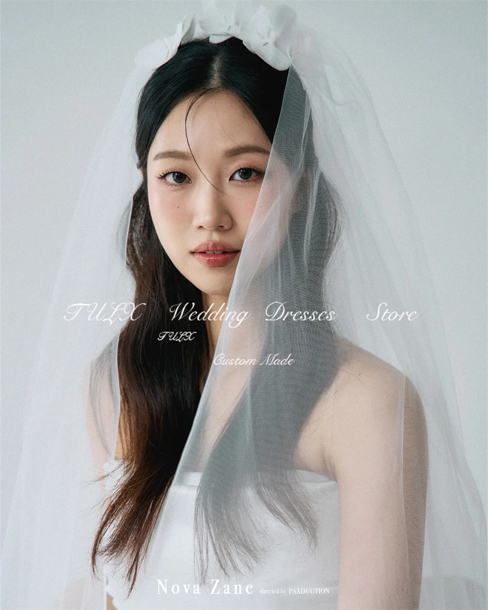 TULX princesse une ligne taffetas corée robe de séance Photo de mariage sans bretelles longues robes de mariée élégantes Corset nne privilège personnalisé