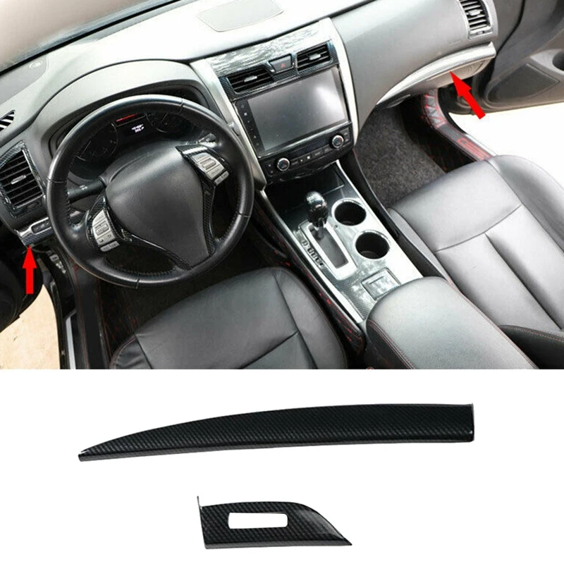 Carbon Fiber Copilot Dashboard Panel Decoration Trim Strip Cover For Nissan Altima / Teana 2013-2018 LHD