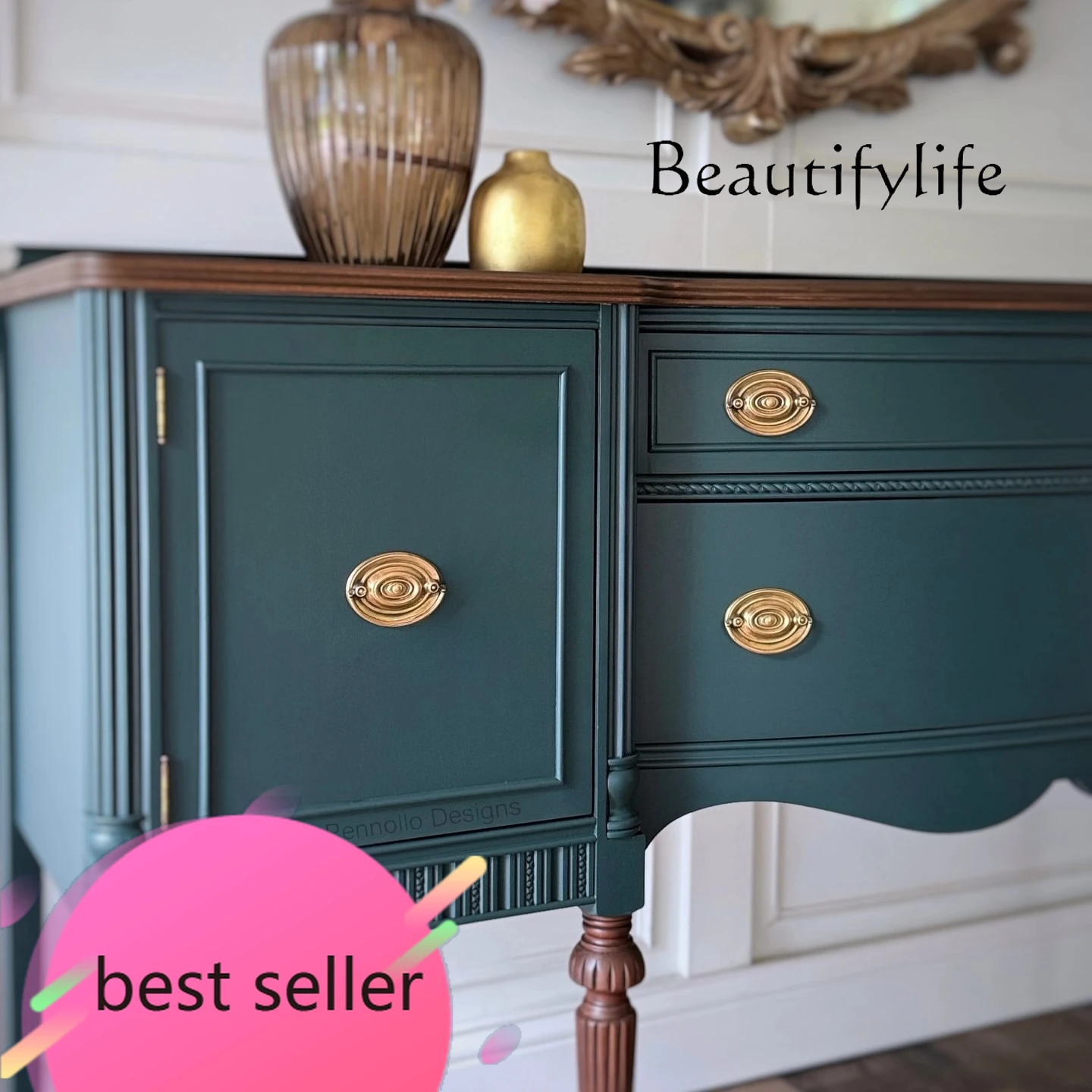 

NEW French retro solid wood porch American rural antique partition decorative cabinet entrance foyer table old