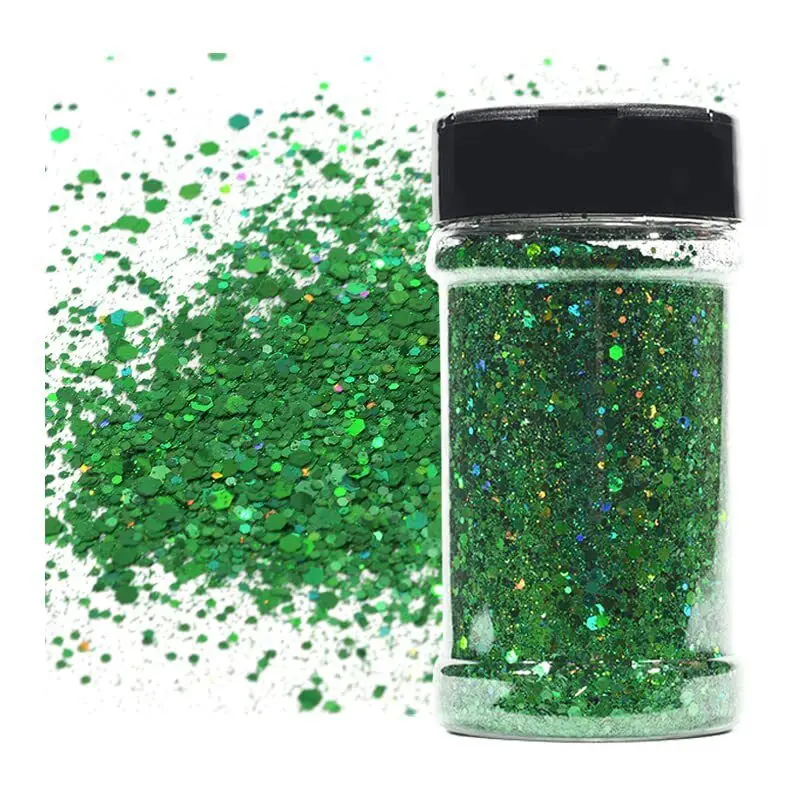 100 g superglänzendes holografisches klobiges Glitzerpulver zum Basteln von Epoxidharzbechern