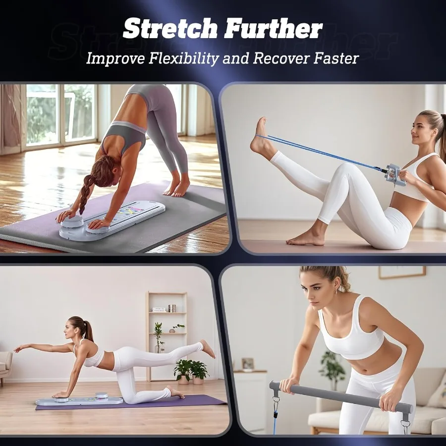لوح بيلاتيس متعدد الأغراض قابل للطي للتمرين المنزلي 15 في 1 مجموعة لوح بيلاتيس منزلق مع أشرطة مقاومة قابلة للتعديل والوصول #5