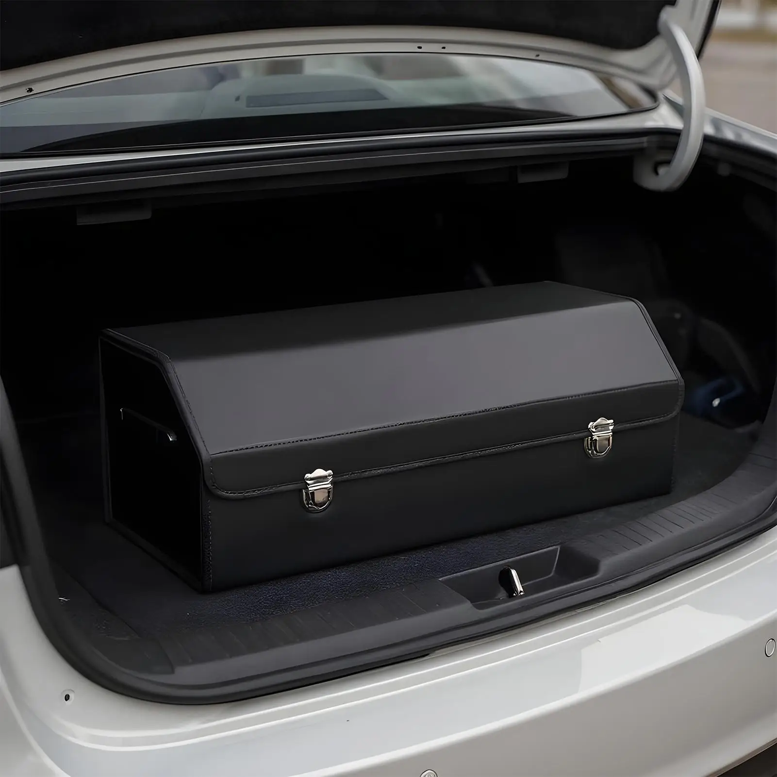 

Car Trunk Organizer Car Organizer Storage Box With Lid Waterproof PU Leather Cargo Container Folding Vehicle Accessories