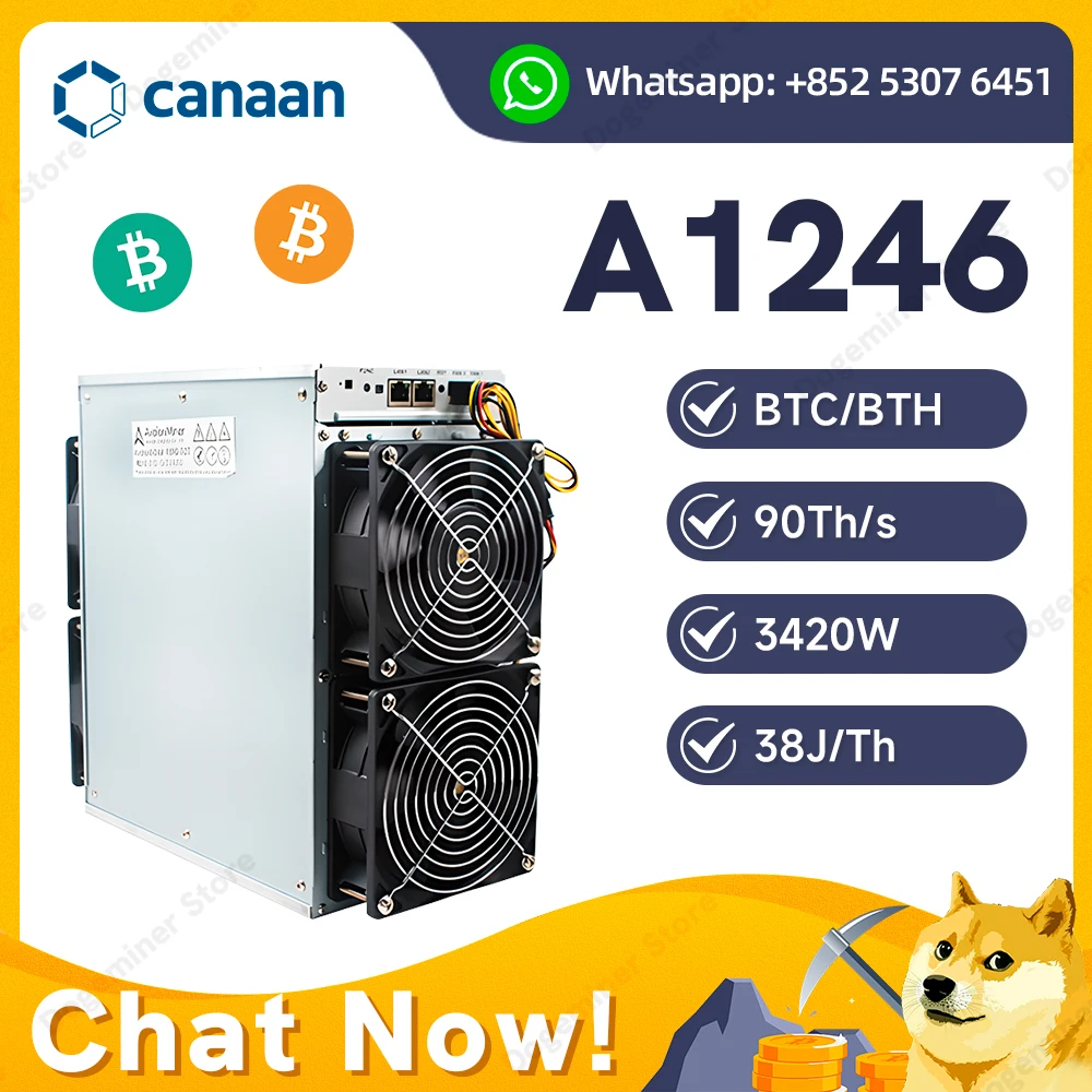 Avalon A1246 90Th/s 3420W Bitmain ASIC Miner BTC BCH Mining Machine Crypto Miner with PSU