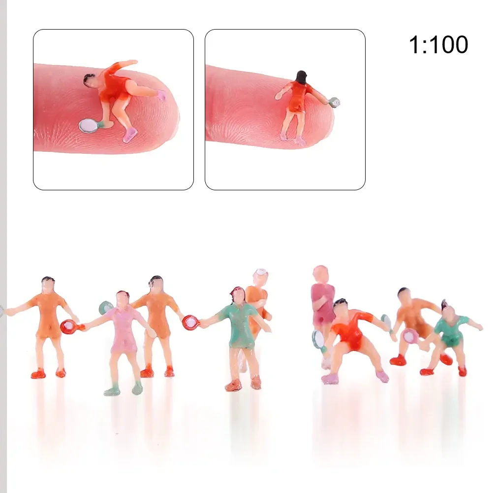 10PCS 1/50-1/100 미니어처 스포츠 피규어 ABS 페인트된 인물 DIY 모델 제작 재료 건축 레이아웃 디오라마용