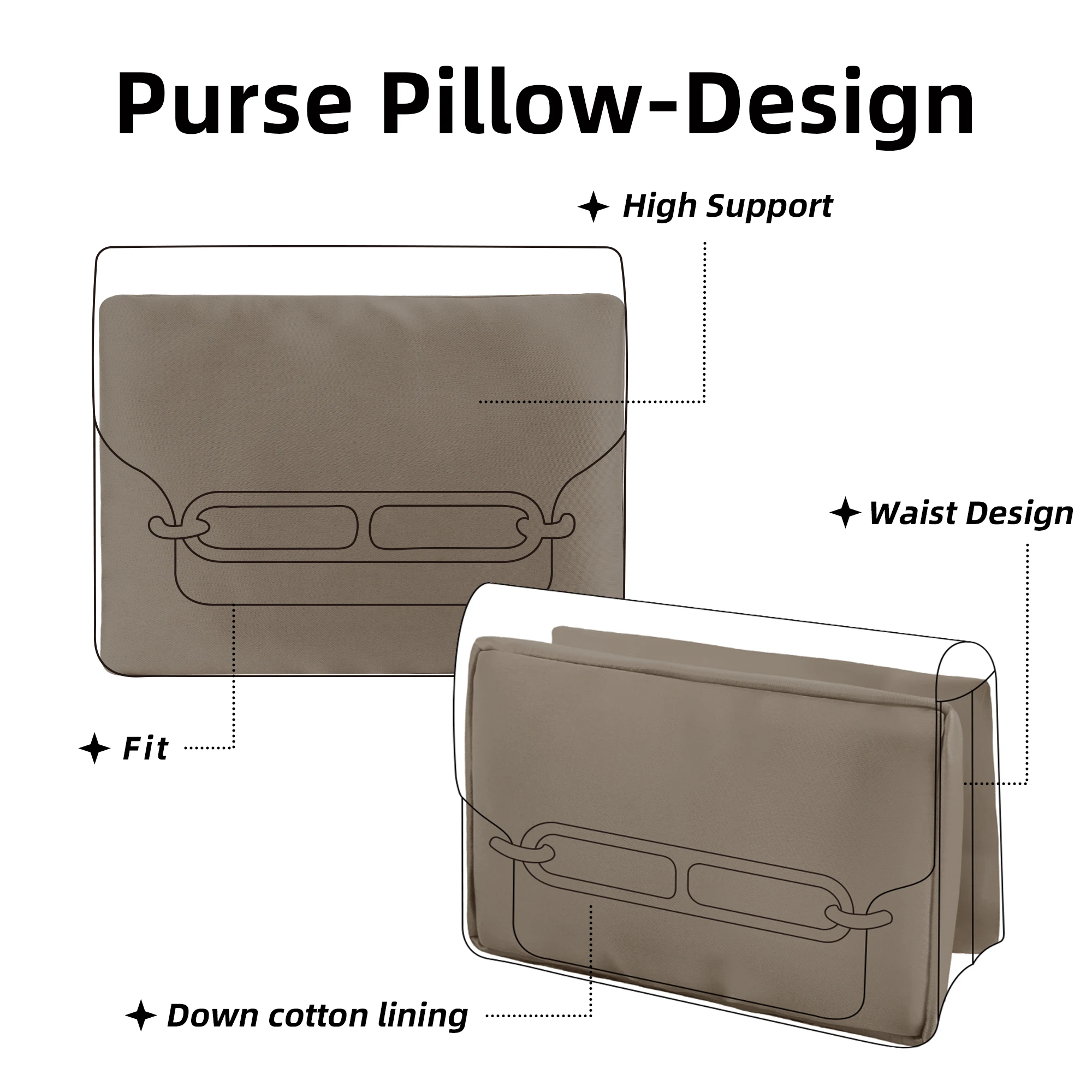 DGAZ Purse Pillow Insert for Hermes Roulis Bags, Memory Foam, Silky Pillow Shaper for Luxury Handbags