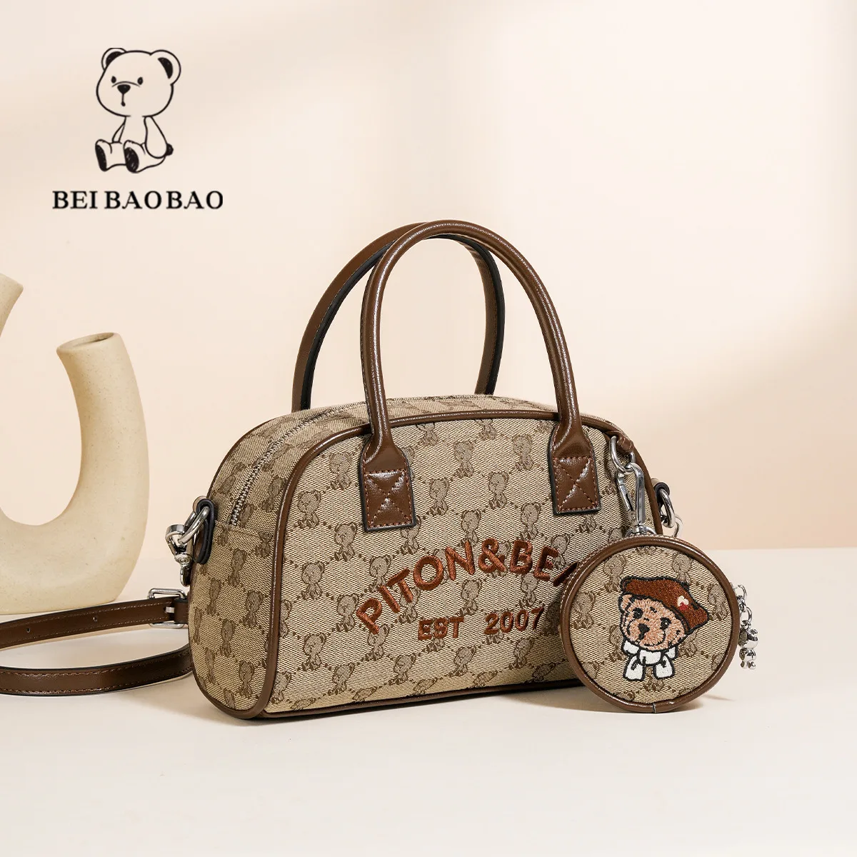 Beibaobao 2024 New Versatile Single Shoulder Casual Crossbody Bag Trendy Handbag Women's Bag Cartoon Bear Bag Женская сумка 