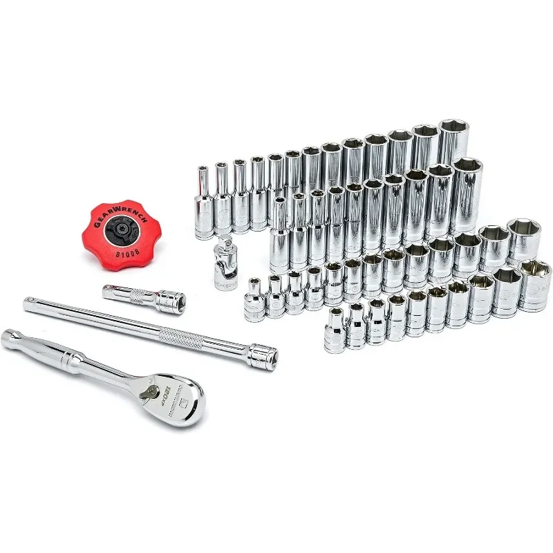 51 Pc. 1/4 Inch Drive 6 Pt. 120XP Mechanics Tool Set, Standard & Deep, for SAE/Metric - 80300P