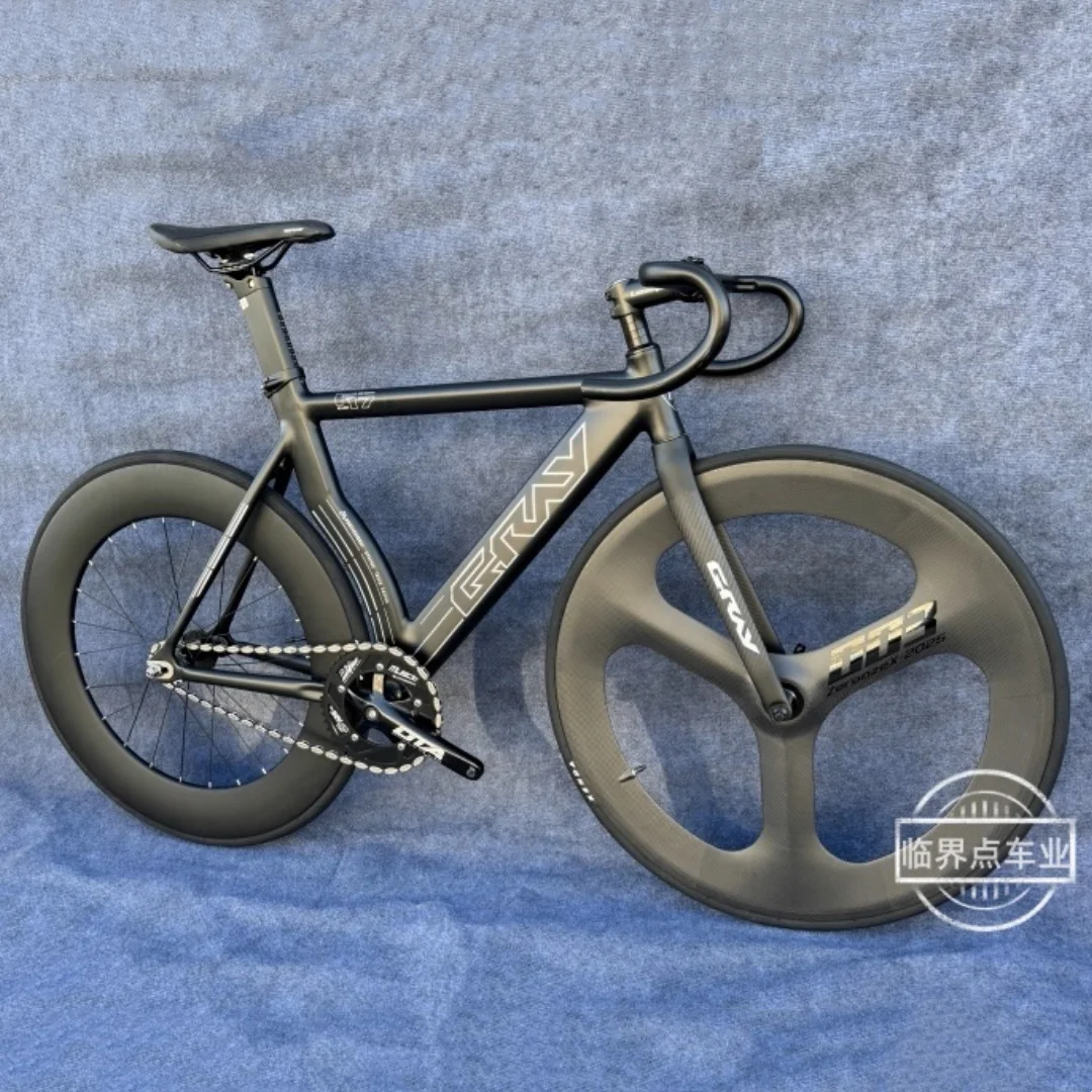 Cuadro de bicicleta de pista de una sola velocidad GRAY, cuadro de bicicleta de piñón fijo de 47/51/55 cm, cuadros de aleación de aluminio, bicicletas de carreras 700C, juego de ruedas