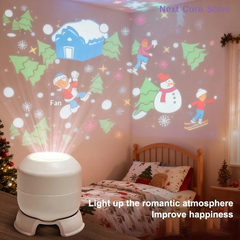 [NC]LED Ocean Snowflake Projector Light Rotating Dynamic Night Light USB Powered Ambient Lamp Decorative Lighting Living Room