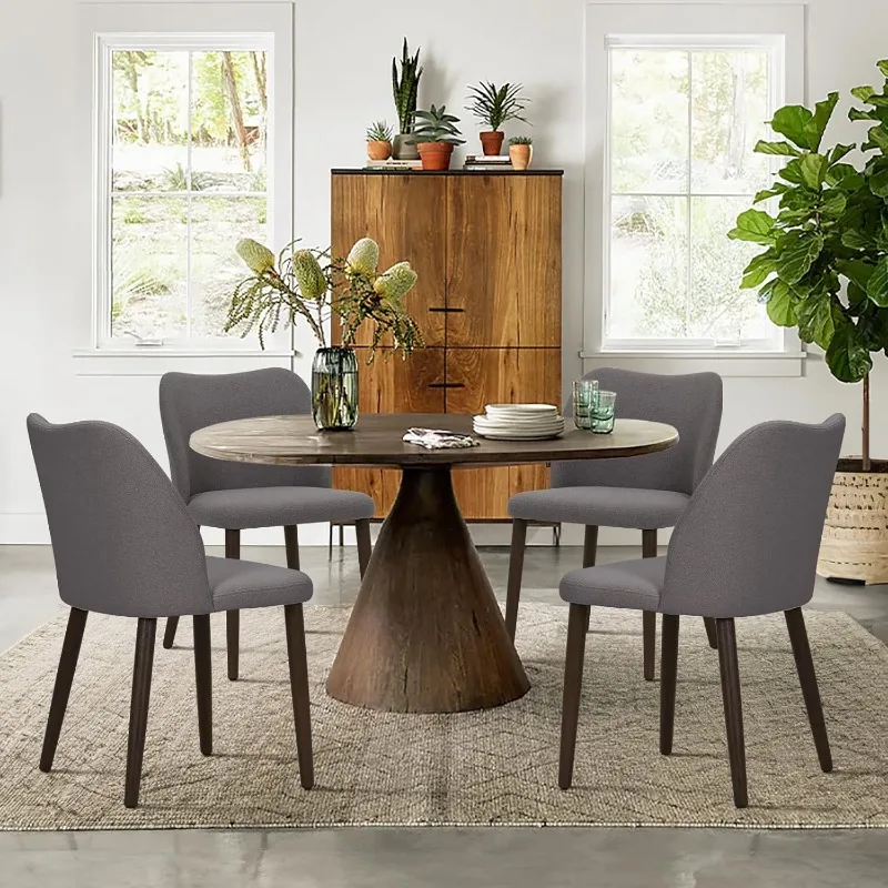 

Upholstered Dining Chairs Set of 4, Modern Fabric Dining Room Kitchen Side Chair with Padded Seat and Wood Legs