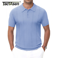 TACVASEN Knit Polo Shirts Mens Short Sleeve Ribbed Polo Shirt Lightweight Casual Golf Shirts Collared T Shirt Fashion Beach