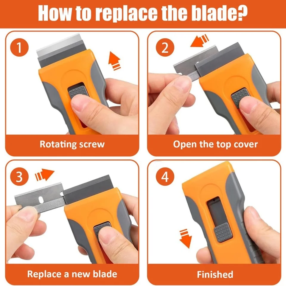Professional Ceramic Scraper Knife Blade Non Scratch Glass Scraper Tool for Stove Oven Cleaning with Integrated Blades - view 4