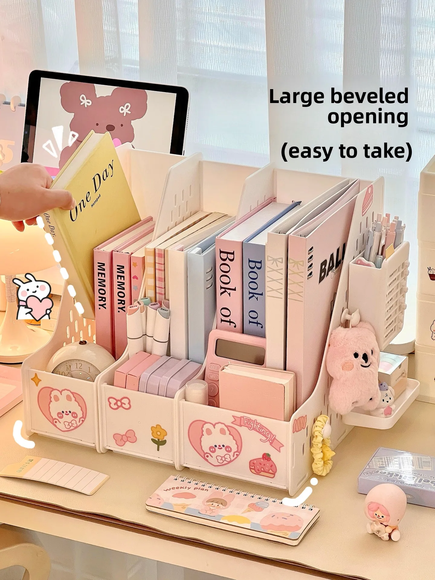 

Simple Desktop Hole Board Organizer Office Workstation Document Box Book Pen Holder Storage elf Desk Accories
