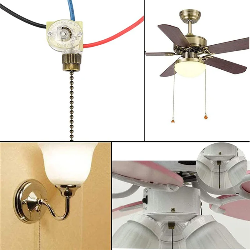 ABZC-6Pack Ceiling Fan Light Switch ZE-110 Fan Switch 3 Way Speed Fan Switch Ceiling Pull Chain Switch Replacement