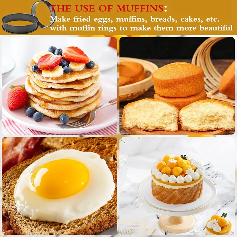 8 PCS Crumpet Rings NONSTICK English Muffin Rings Stainless Steel Double Rolled Tart Rings For Muffins, Pancakes