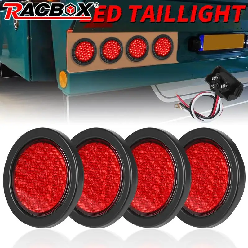 4-дюймовый круглый светодиодный задний фонарь, зеркальный светодиодный сигнал поворота для грузовика, зеркальный стоп-сигнал, задний фонарь, зеркальный задний фонарь для прицепа, грузовика, трактора 12 В