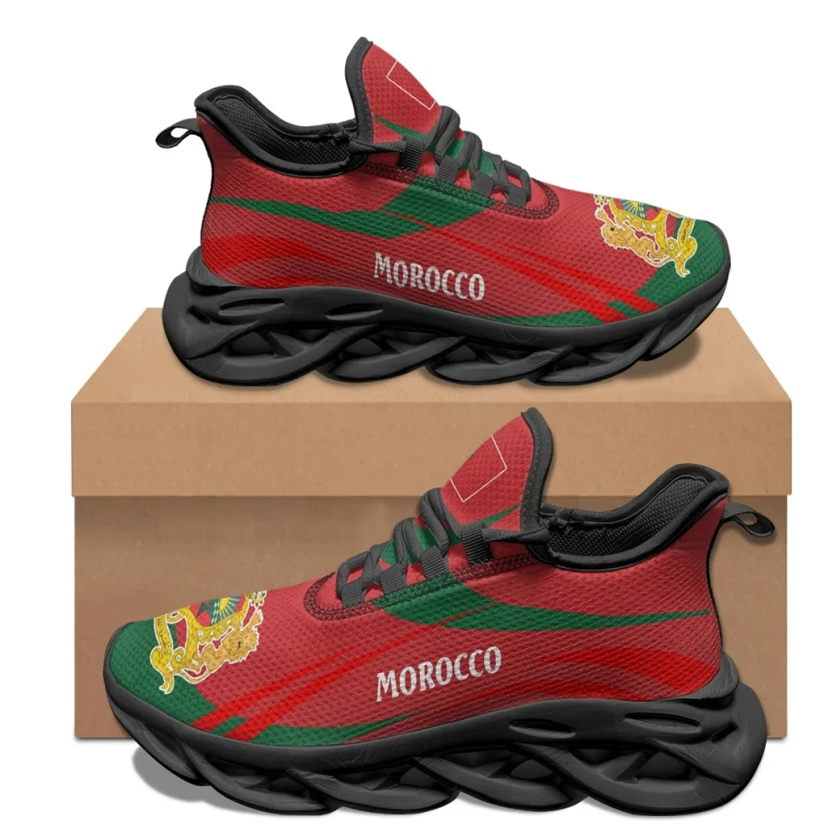 Morocco Flag Cushion Sneakers Unisex Comfortable Non-Slip Walking Sneakers Women Mens Casual Running Shoes Leisure