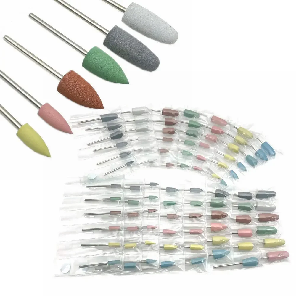 6 sztuk/10 sztuk guma silikonowa polerowanie dentystyczne polerki szlifierki wiertła do paznokci do elektrycznego Manicure 2.35mm Shank