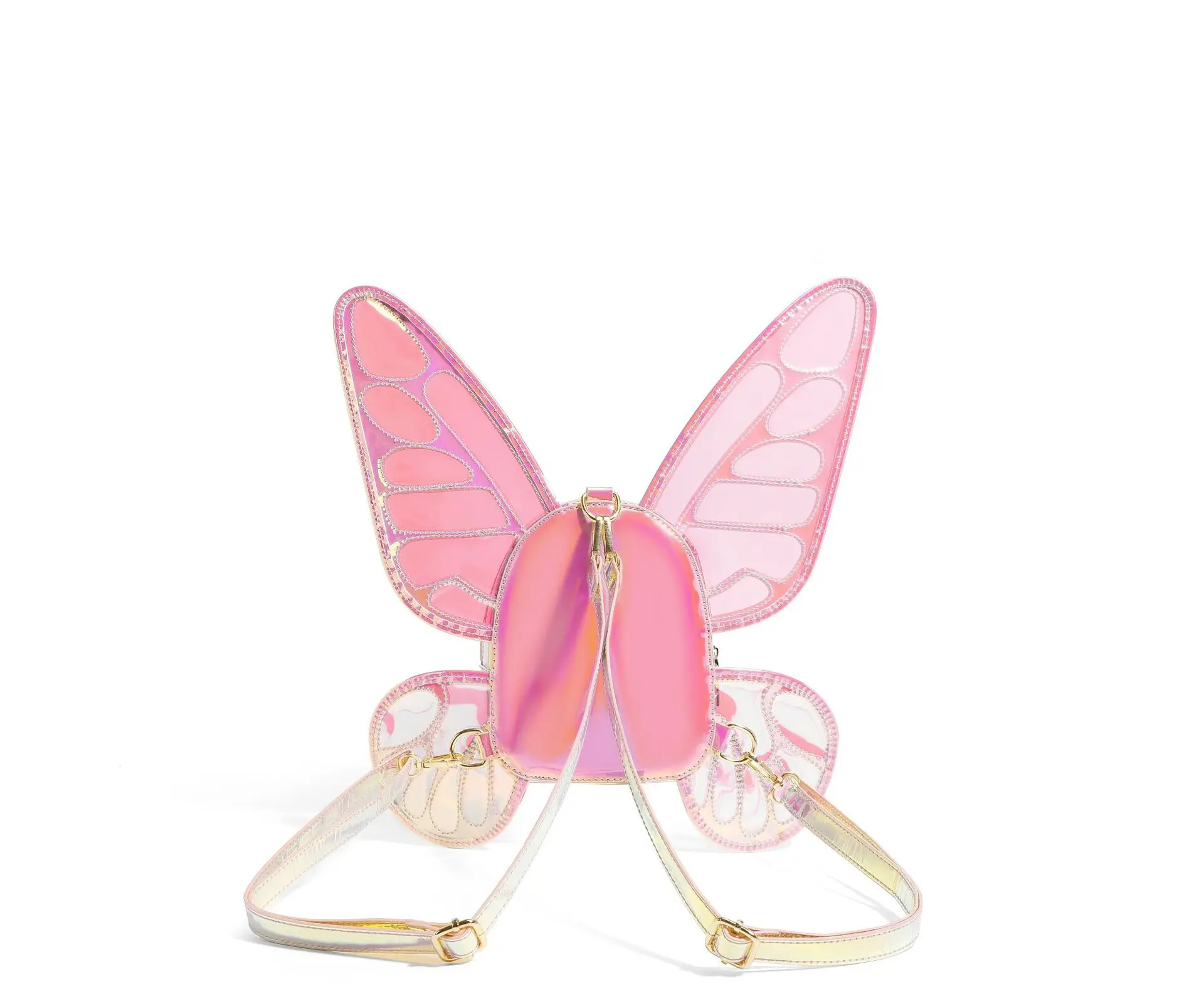 2024 Fashion Women's Laser Mini Backpack Butterfly Angel Wings Daypack for Girls Travel Casual School Bag Holographic Leather