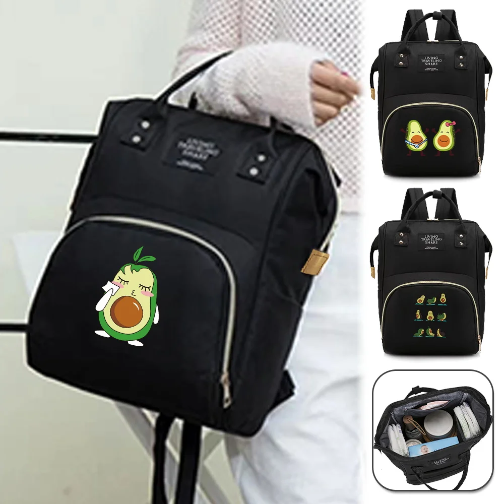 Maternity Bag Large Capacity Waterproof Lightweight Avocado Printing Series Multi-Function Storage Travel Mommy Bags