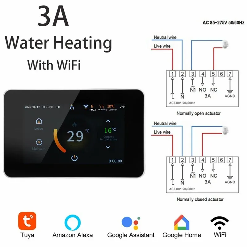 WiFi Smart Home Thermostat Heating Temperature Controller with Celsius/Fahrenheit LED Touch Screen Works with Alexa Google Home