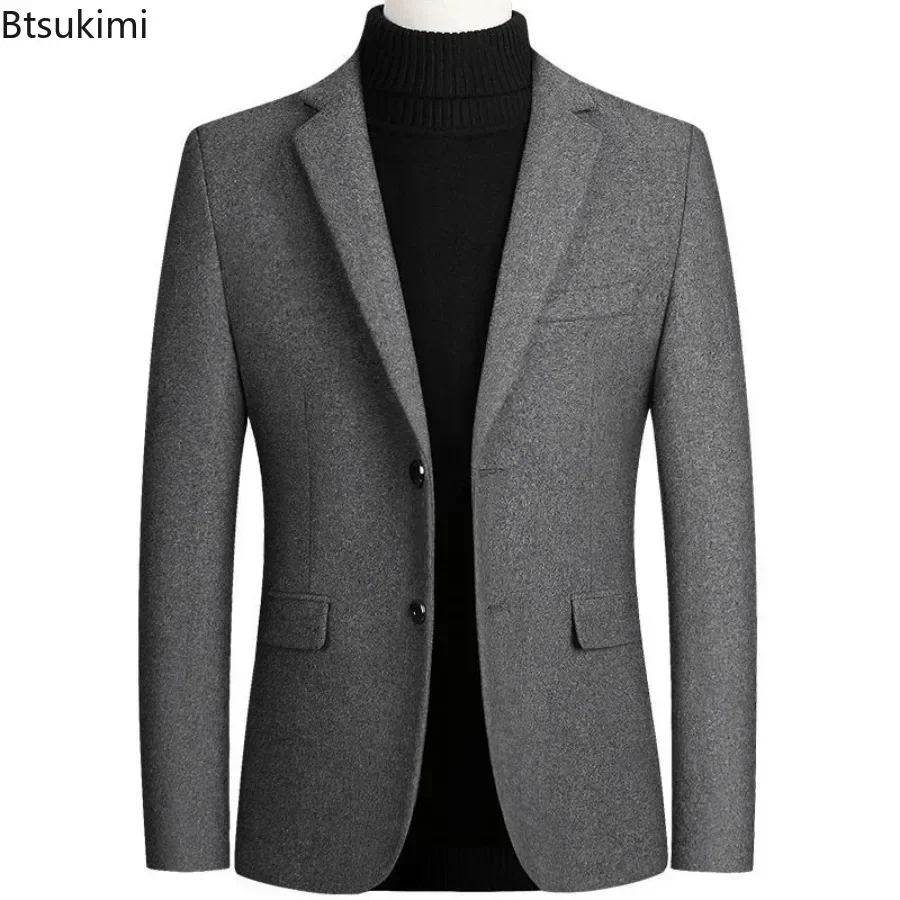 

2025 Autumn Winter Men's Woolen Suit Jackets High-grade Business Party Slim Fit Blazers Male Casual Versatile Classic Suit Coats