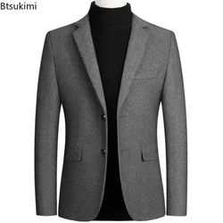 2026 Autumn Winter Men's Woolen Suit Jackets High-grade Business Party Slim Fit Blazers Male Casual Versatile Classic Suit Coats
