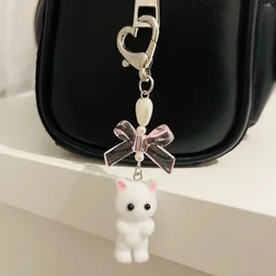 1PCS 3D Cartoon Flocking Cat Keychain Kawaii Cat Key Ring Animal Key Chains Souvenir Gifts For Women Men Car Keys DIY Jewelry
