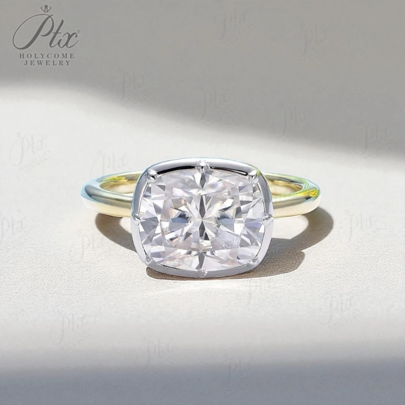 

Кольцо с муассанитом 5CT для женщин, однотонное кольцо из желтого золота 18 карат, 14 карат, 10 карат, двухцветное кольцо для подарков на годовщину и помолвку