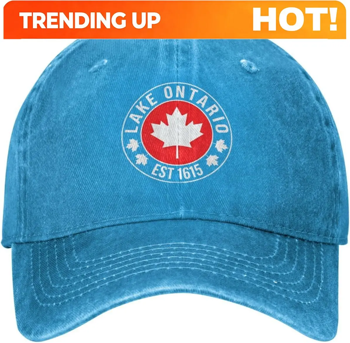 Customization Lake Ontario Canada Vintage Est 1615 Denim Hat Adjustable Baseball Cap