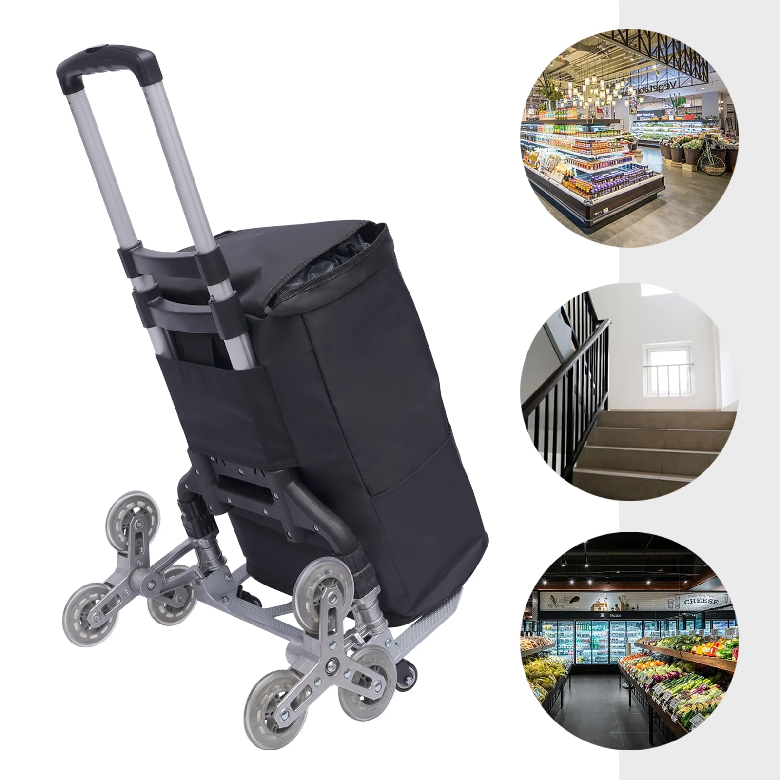 Multipurpose Folding Stair Climbing Aluminium Luggage Cart Heavy-Duty Hand Truck with Bag and Wheels