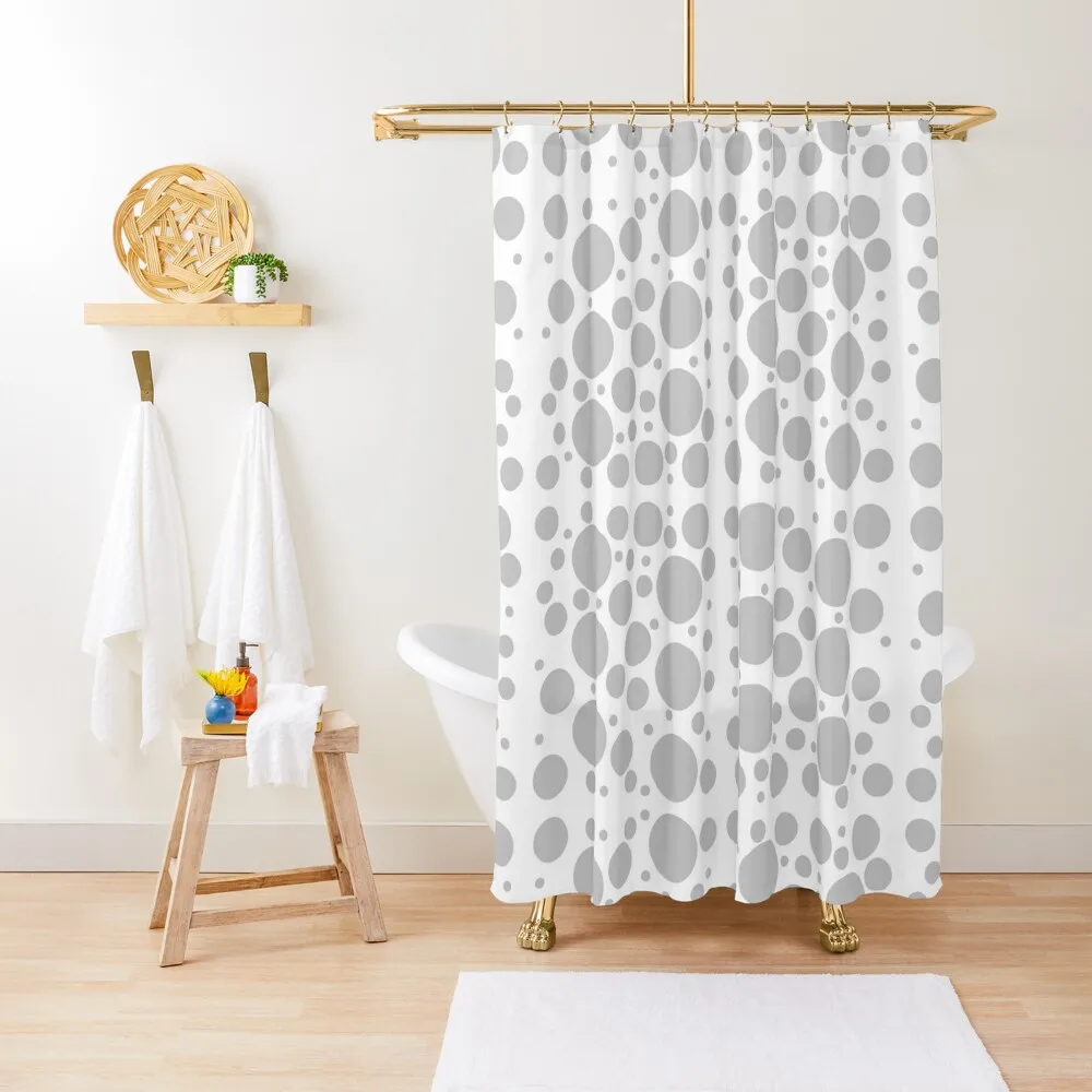 

Grey Polka Dots on White Background Shower Curtain Bathroom Showers Shower Bath Window Curtain