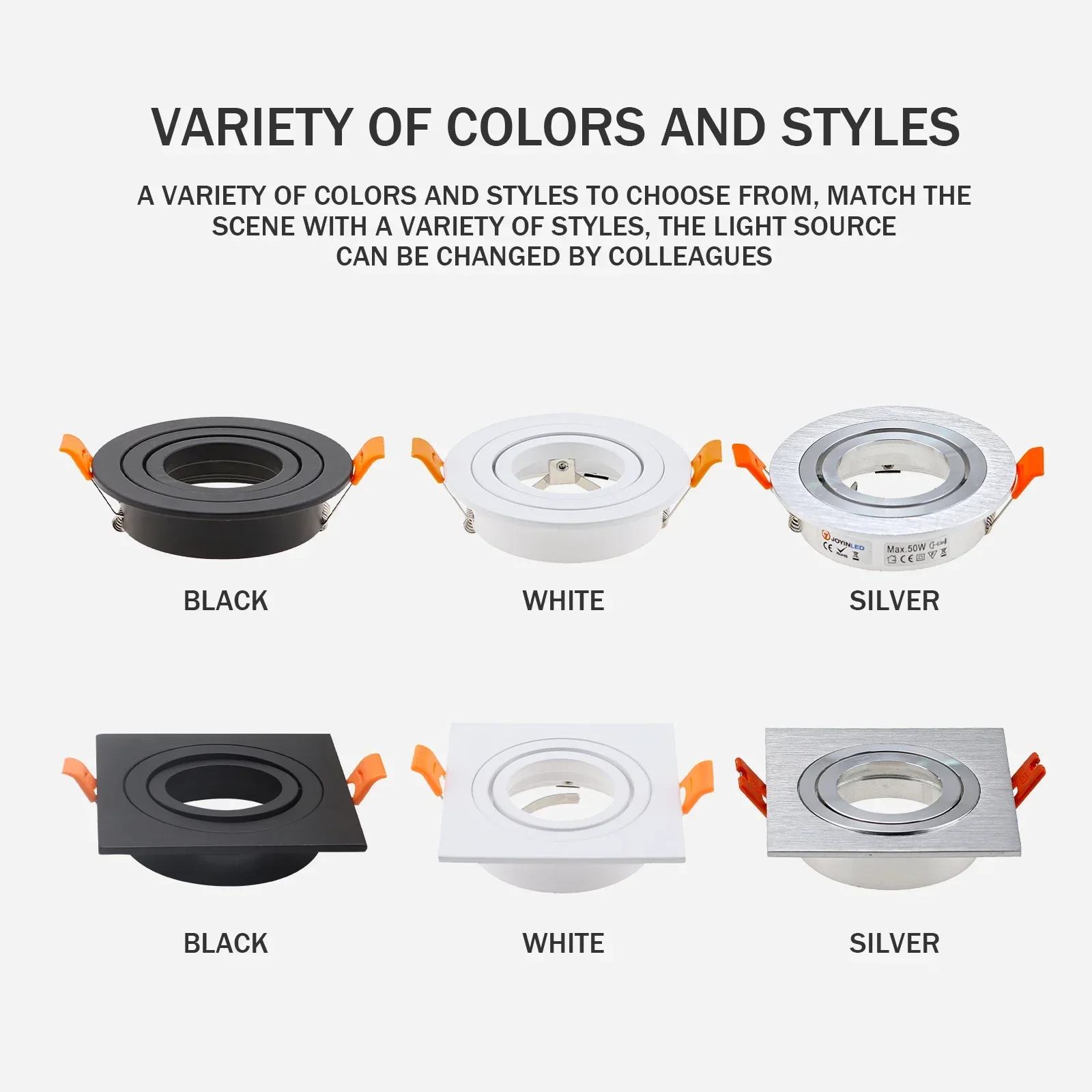 High Quality Square Adjustable Aluminum LED Ceiling Spot Light Fixture Ceiling Lamp Downlight Bracket Frame Indoor Decorative