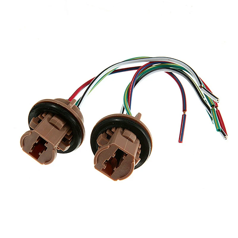 2Pcs 7443 T20 Female Brake Turn Signal Bulb Holder Socket Adapter Wiring Harness