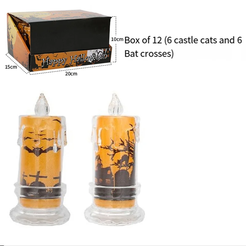 A56X 12PCS Halloween Kerze Halloween Flammenlose Kerzen Licht Dekorative LED Kerze Lampe