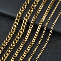 3.5-7MM Stainless Steel Cuban Chain Necklaces For Men Women Gold Color Curb Link Chain Punk Fashion Jewelry Accessories 45-70CM