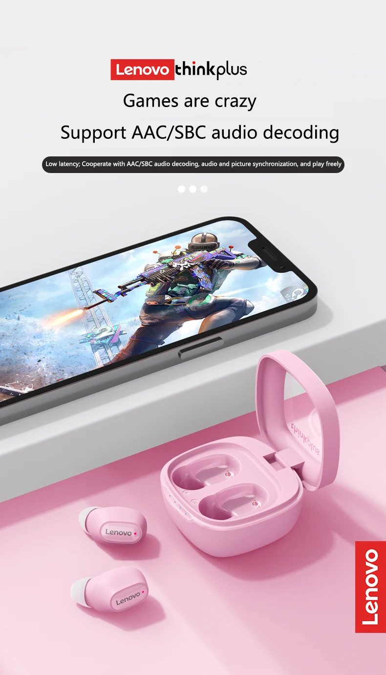 Lenovo XT62 Kopfhörer Bluetooth 5.3 Mini-Ohrhörer, kabellos, HiFi-Sport-Headsets mit Geräuschunterdrückung, mit Mikrofon, Touch-Steuerung, TWS Origina – Detail 11