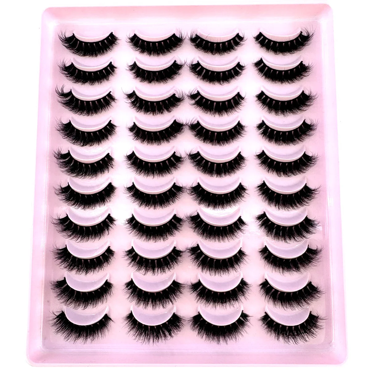 HBZGTLAD 20 pairs of soft and fluffy natural long fluffy curled 3D mink false eyelashes thick and elongated natural long holiday