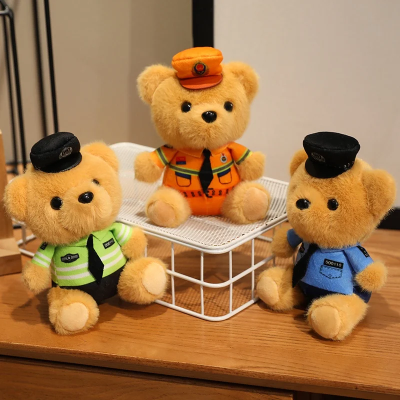 Polizei Panda Plüschtier Rucksack Anhänger Schlüsselanhänger Jungen Mädchen Spielzeug Schultasche Dekoration Geburtstagsgeschenk Niedlicher gefüllter Schlüsselanhänger