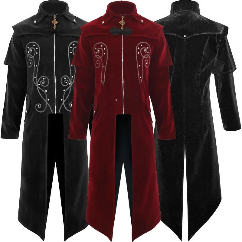 

Готический Sle Хэллоуин Косплей Джет Новое поступление 2024 Весенний сезон Верхняя одежда с воротником-стойкой для женщин Этнический сценический костюм