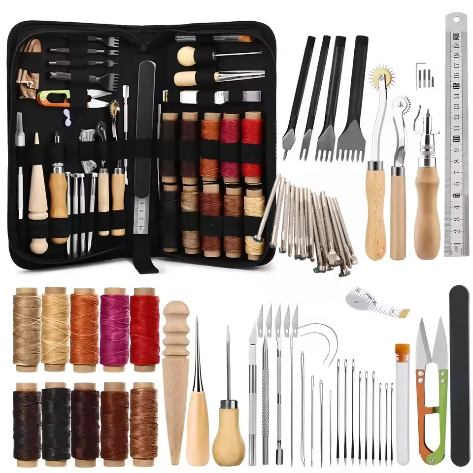 

Leather Sewing Kit With Waxed Thread Large Eye Leather Sewing Stitching Needles Tape Measure Leathercraft Sewing Tools Set
