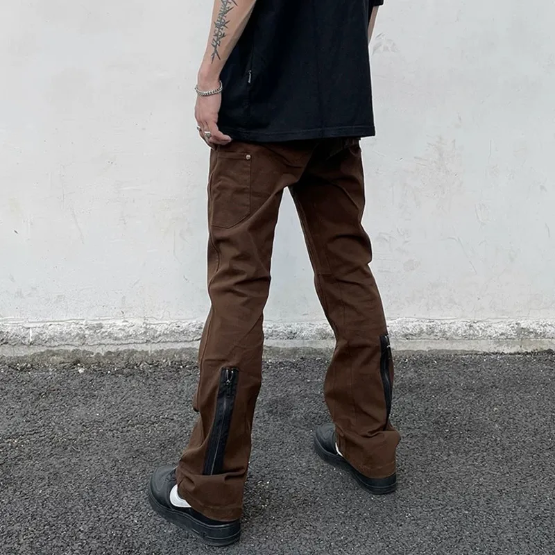 2026 Y2K Streetwear Kanye Braune Reißverschluss Slim Jeans Cargo-Hosen für Herren Luxus Designer Neue Rock Lange Hosen – Detail 9