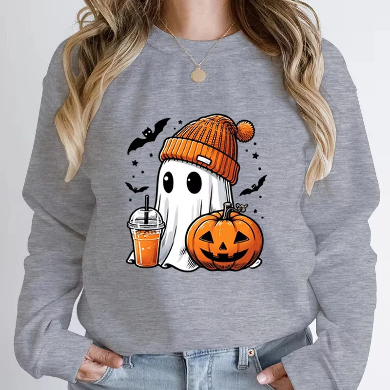 هوديي نسائي بأكمام طويلة من أكاديمية الهالوين مطبوع عليه قطن بدون رأس من مادة PVD Ghost Food Creative Fashion Women