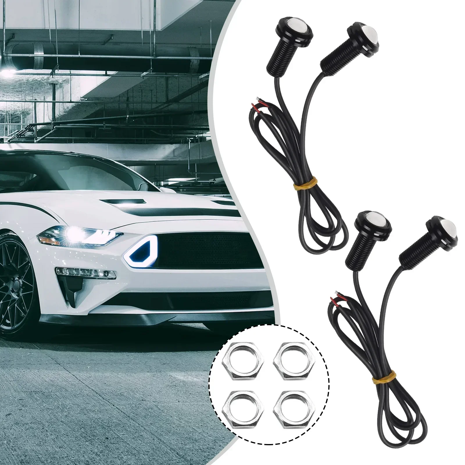4pcs LED Lights Grille Lighting Kit 12V DC 6000K 0.8inch Bolt Grid Net Lighting For SVT Raptor Style Side Marker Lights Car Part
